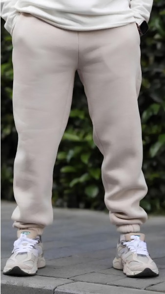 Kelepçe Paça Eşofman Altı - Bej