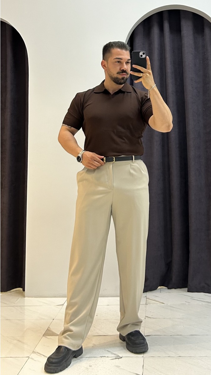 Polo Yaka T-Shirt - Kahverengi