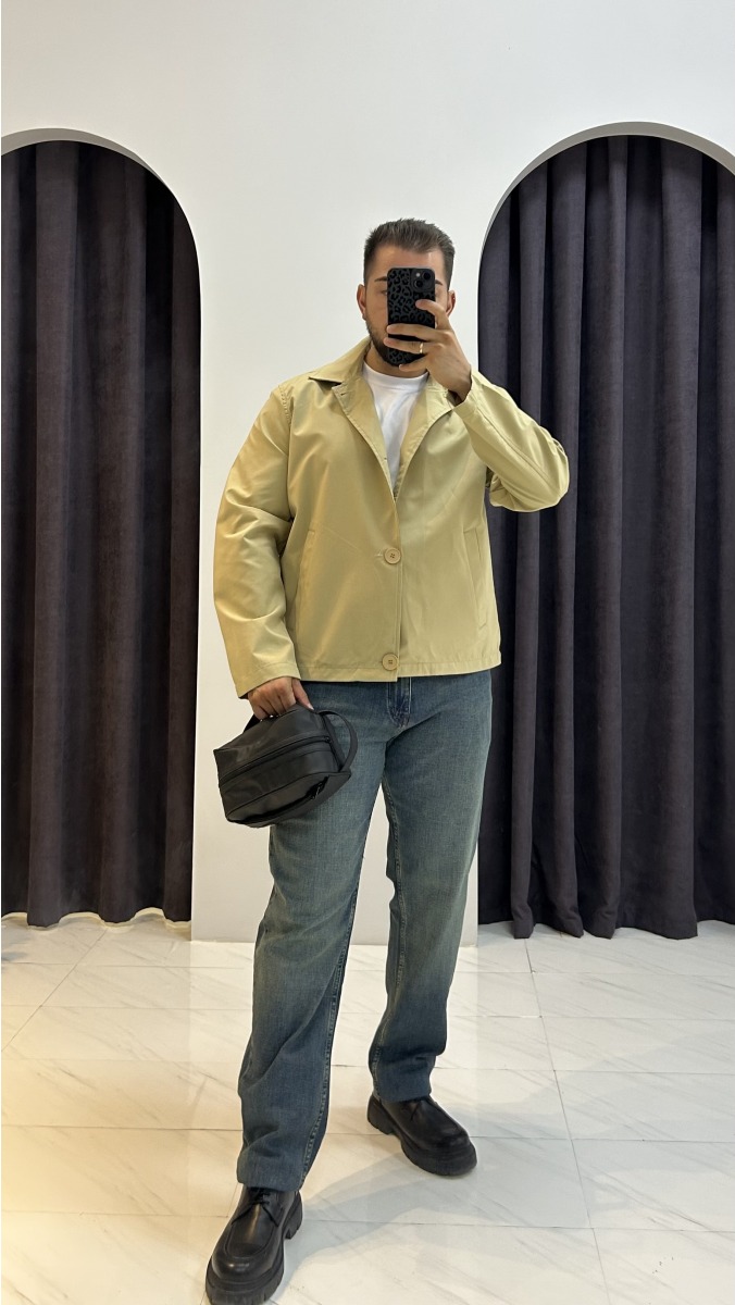 Düğmeli Trençkot Ceket - Bej