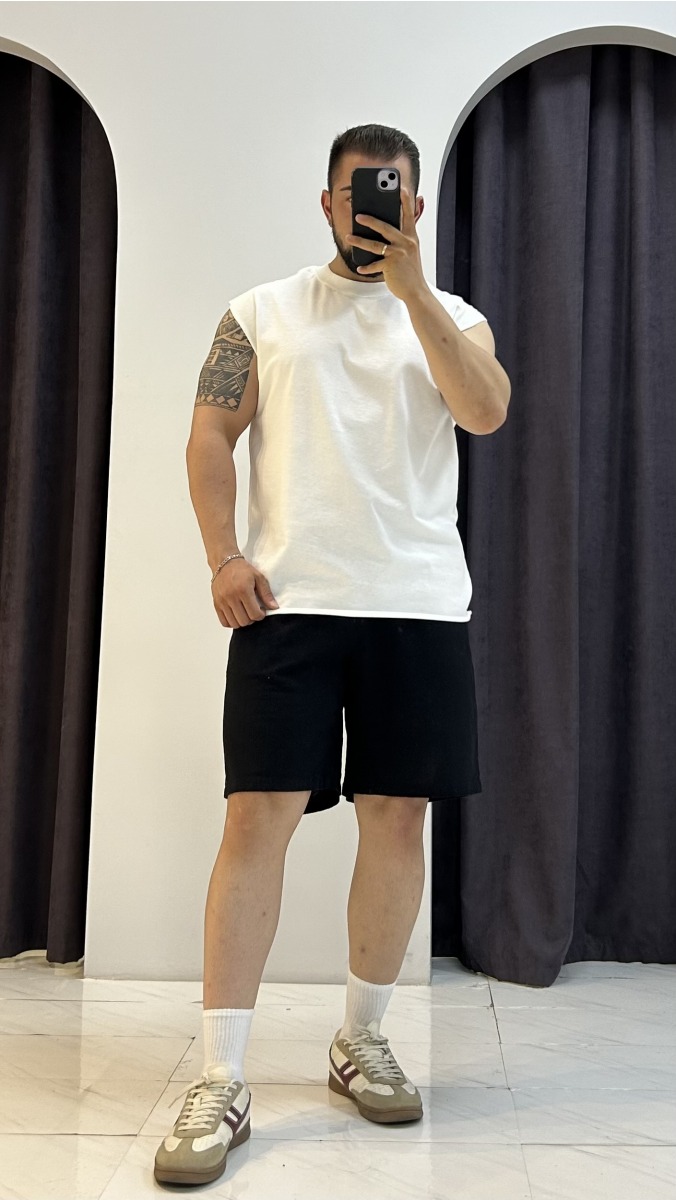Premium Kolsuz T-Shirt - Beyaz