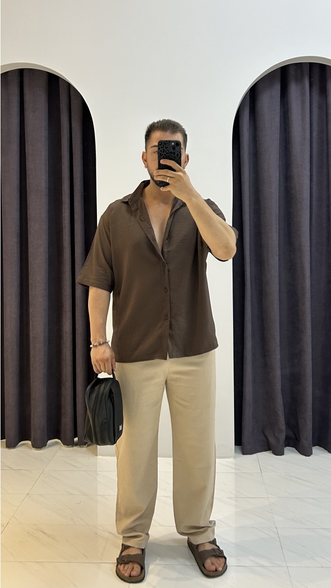 Oversize Modal Gömlek - Kahverengi 