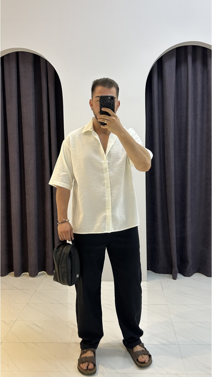 Oversize Modal Gömlek - Beyaz