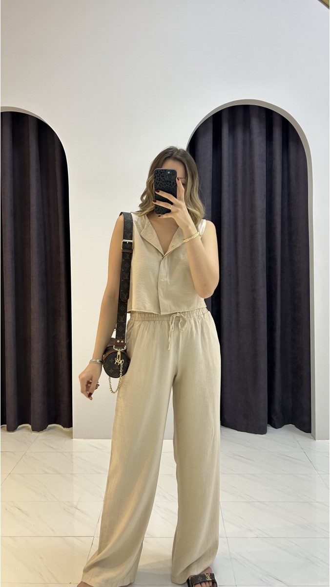 Bluz Pantolon Takım - Bej