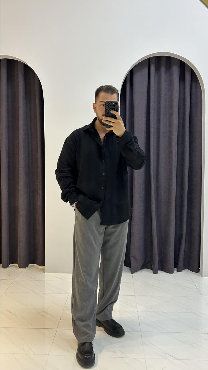 Krinkıl Gömlek - Siyah