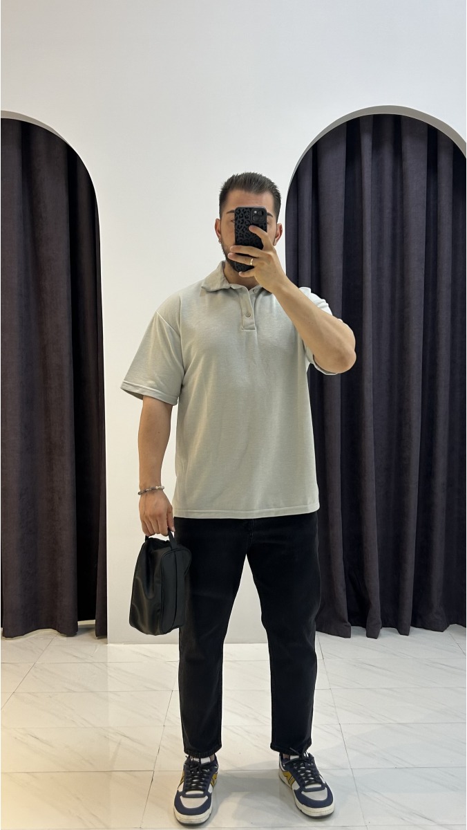 Polo Yaka T-Shirt - Gri