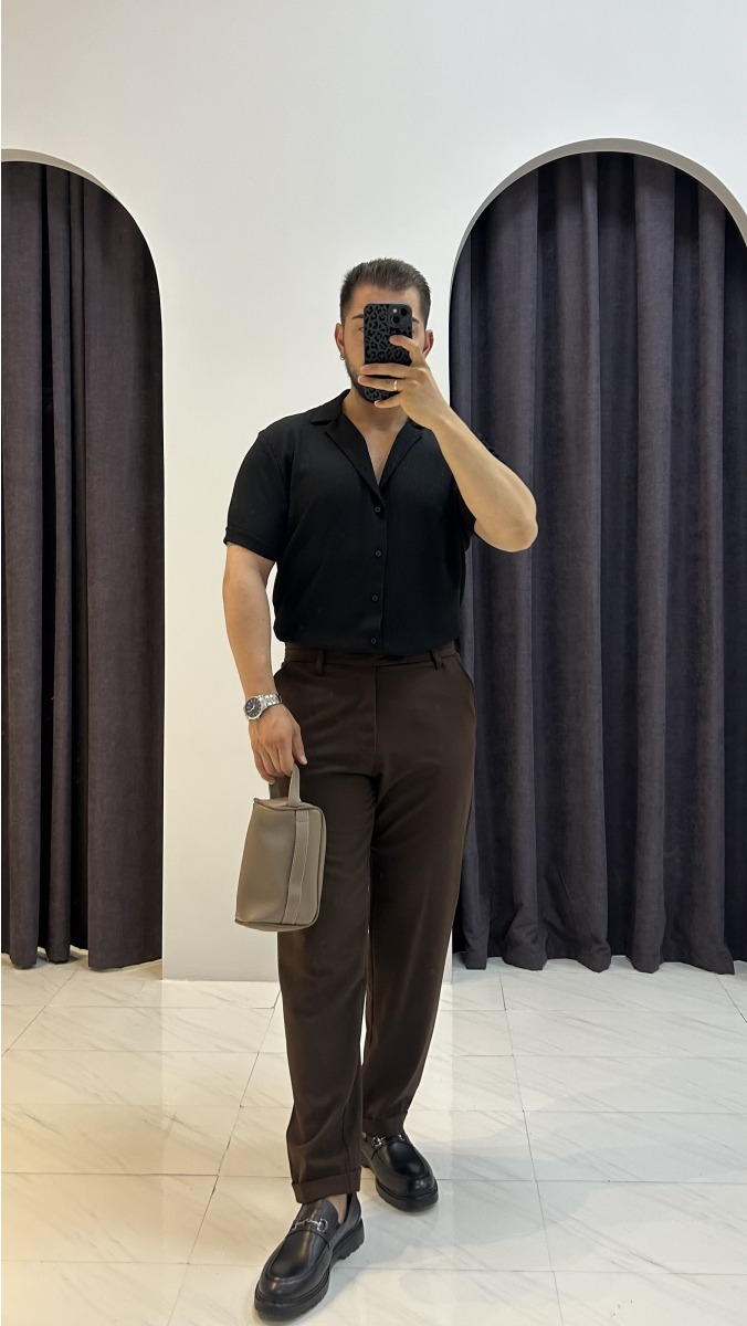 Kısa Kollu Gömlek - Siyah