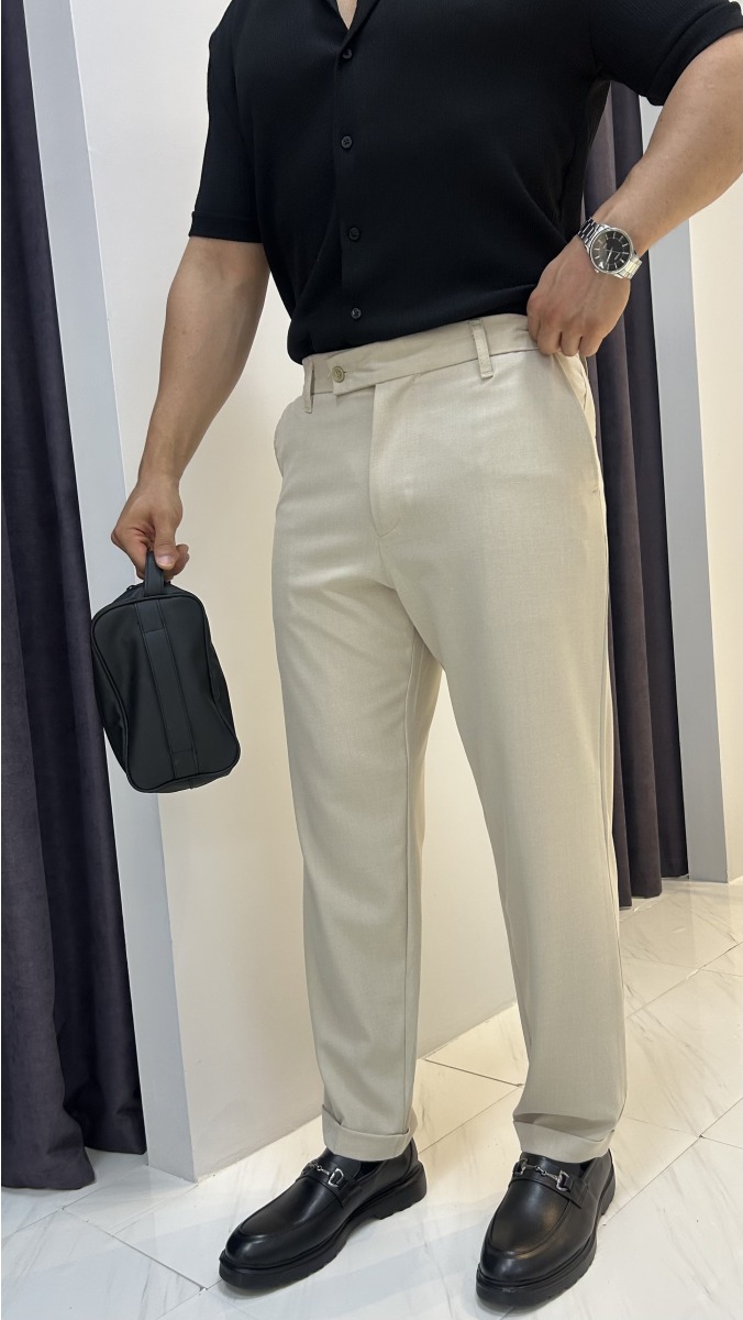 Boyfriend Kumaş Pantolon - Bej