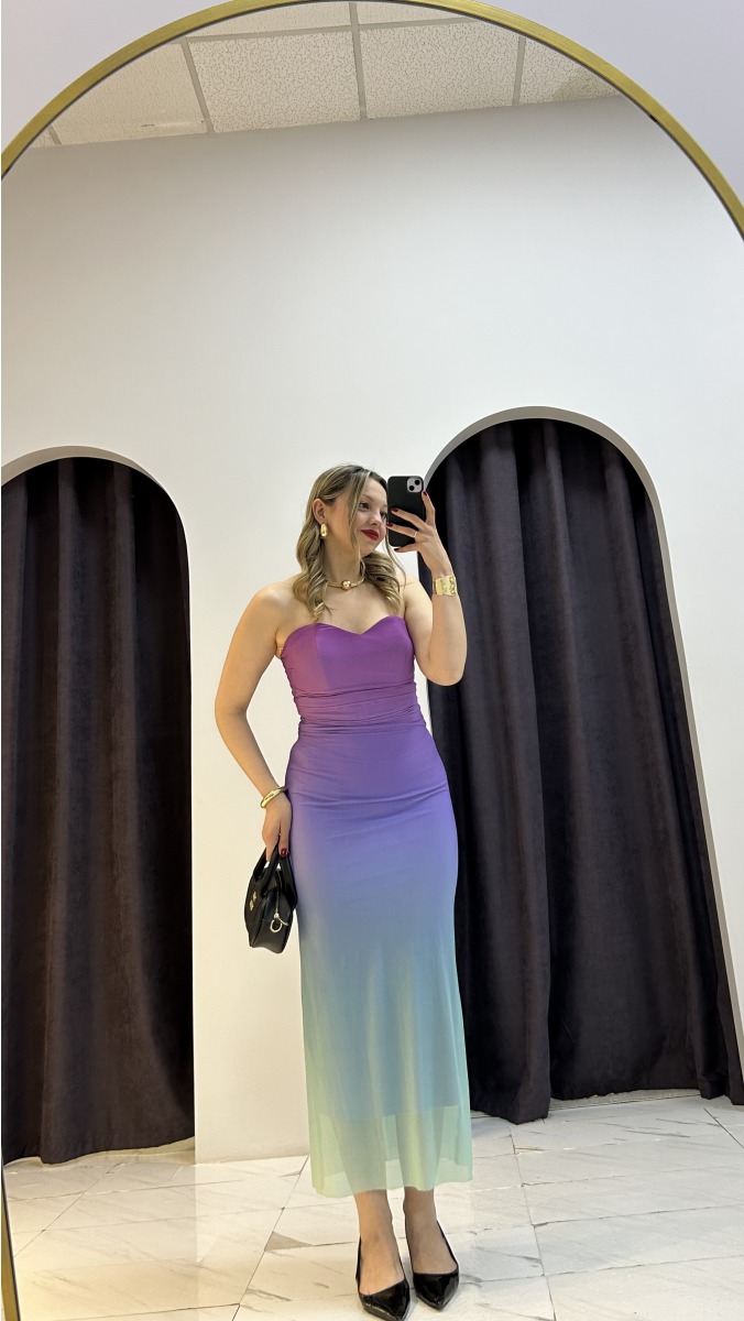 Mermaid Midi Straplez Elbise