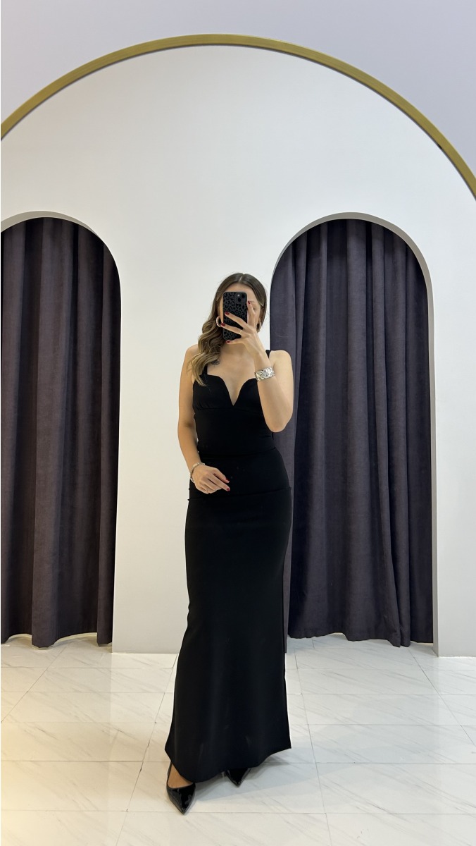 Askılı Elbise - Siyah