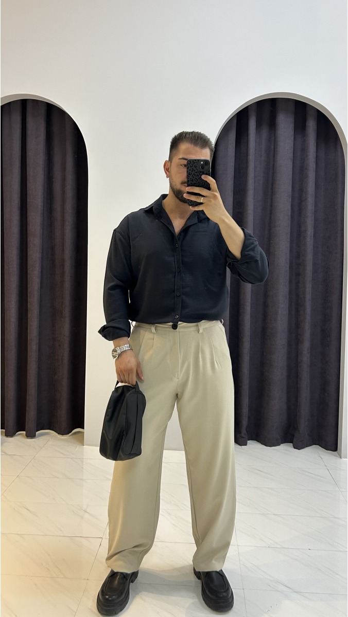 Keten Gömlek - Lacivert