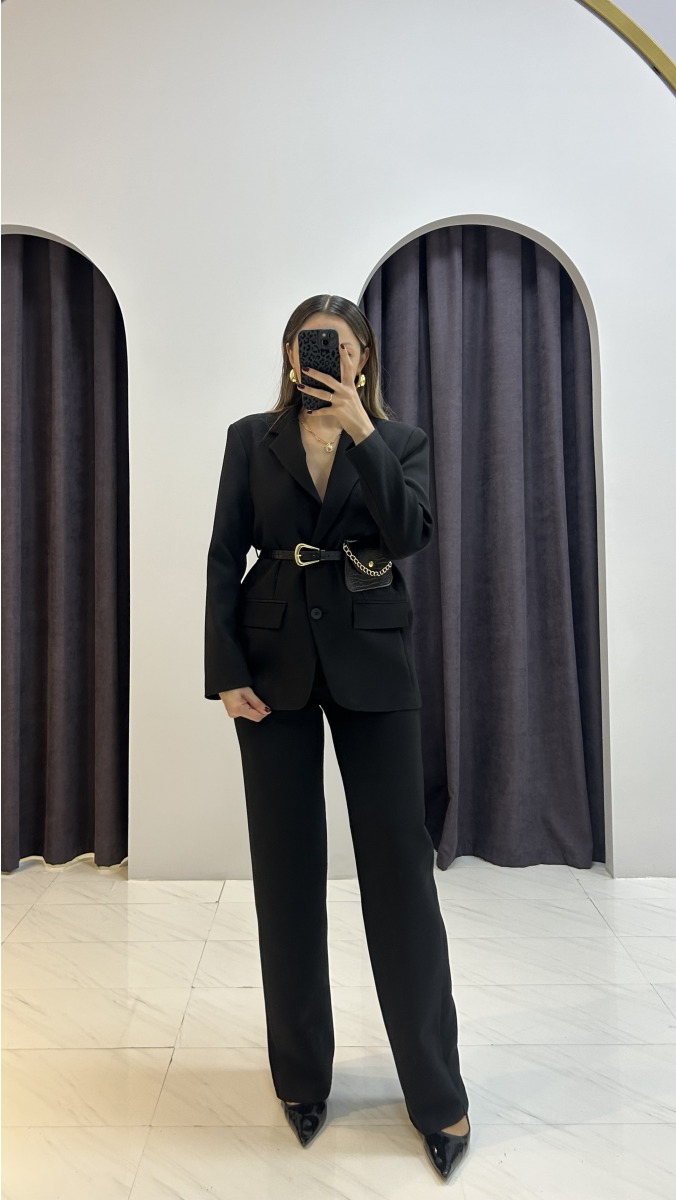 Blazer Ceket Pantolon Takım - Siyah