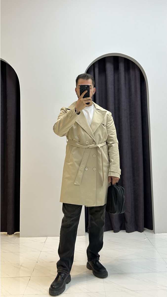 Beli Kemerli Trençkot - Bej