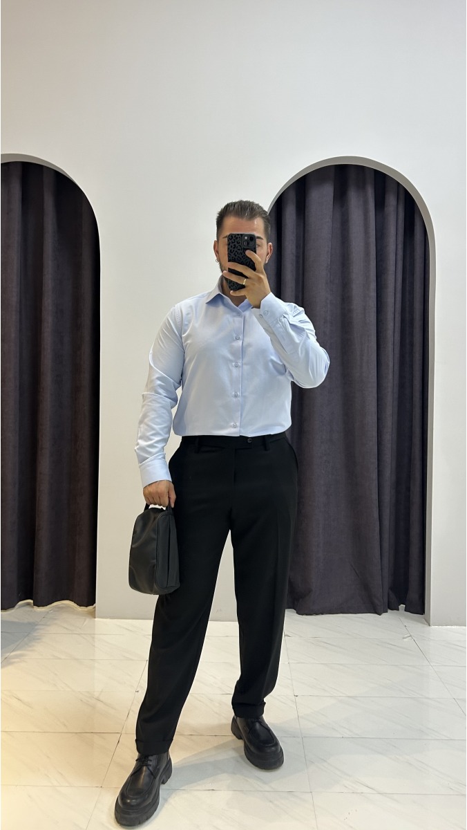 Slim Fit Suit Casual Gömlek - Mavi