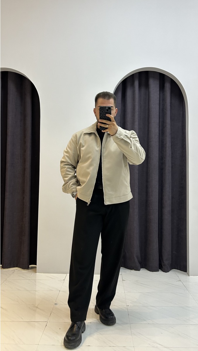 İçi Dolumlu Keten Ceket - Bej