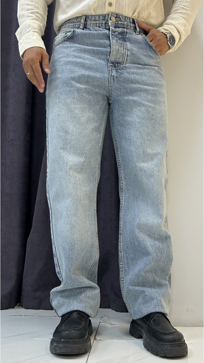 Baggy Kalıp Jean Pantolon - Mavi
