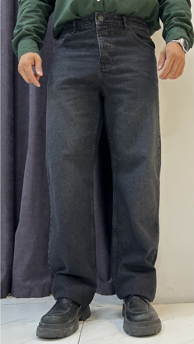 Baggy Kalıp Jean Pantolon - Füme