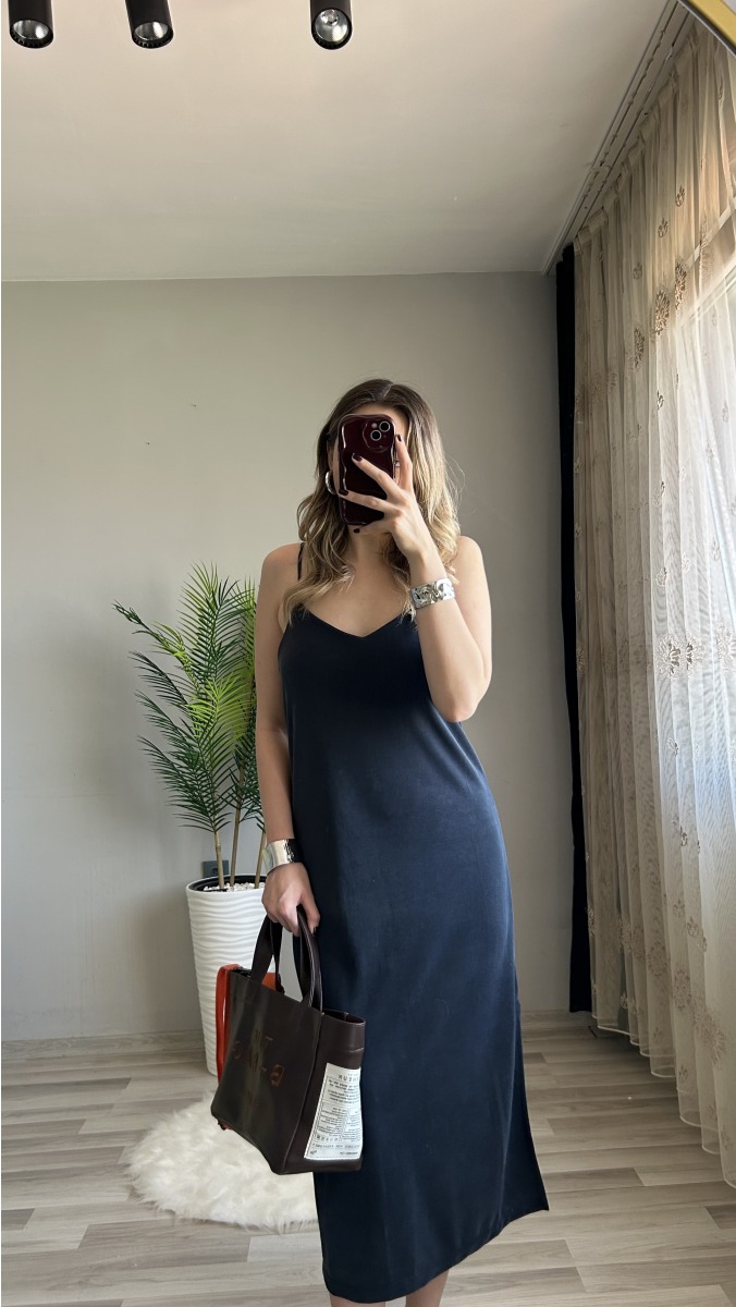 Ayarlabilir Askılı Elbise - Antrasit