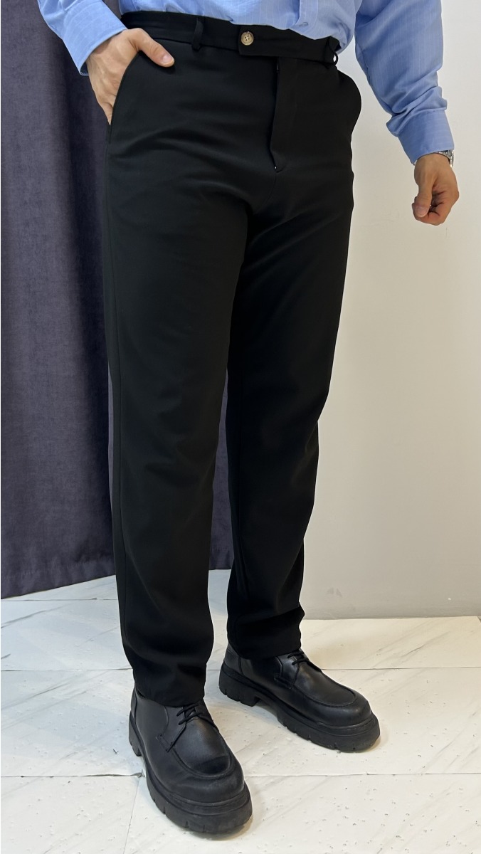 Slim Tapered Fit Kumaş  Pantolon - Siyah