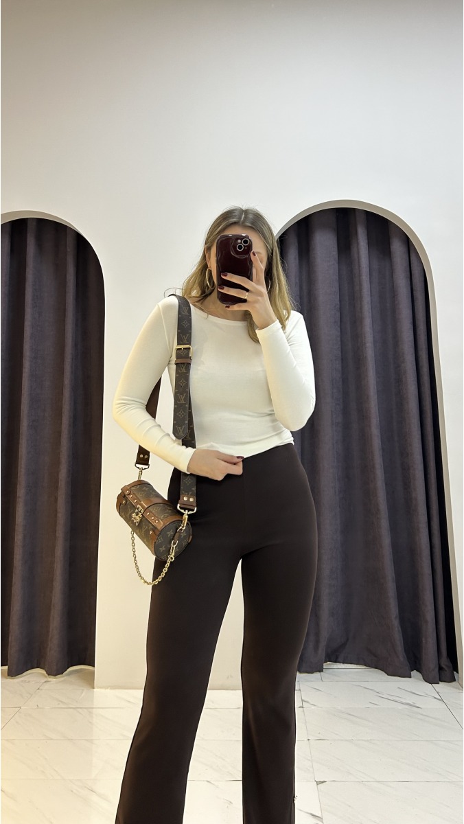  Bisiklet Yaka Pamuklu Body - Beyaz